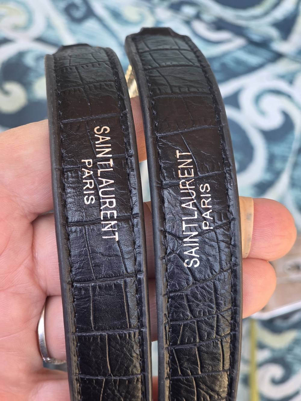 Saint Laurent Inspired Black Croc-Embossed Chain Shoulder Bag - Picture 11 of 14